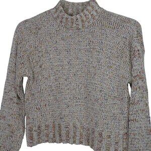 SO Fall Orange Brown Tan High neck Knit Sweater Women Size S Long Sleeve